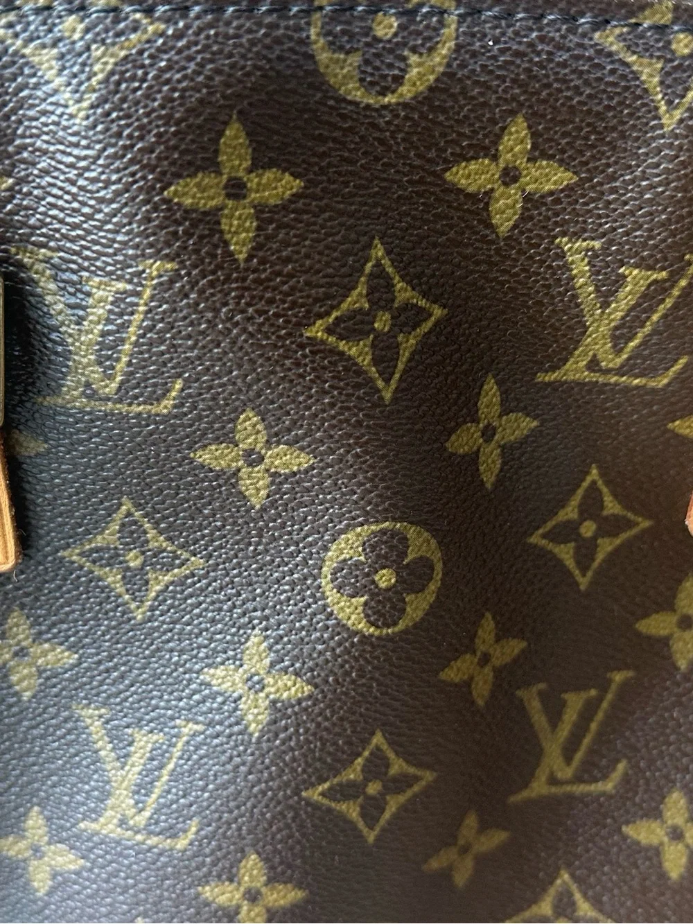 Authentic Louis Vuitton Canas Piano 2005 Monogram Canvas Tote Tan Leather Straps